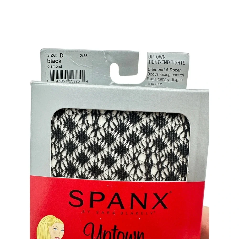 Spanx Uptown Tight-End Tights Women Size A Black Diamond Patterned‎ Bodyshaping